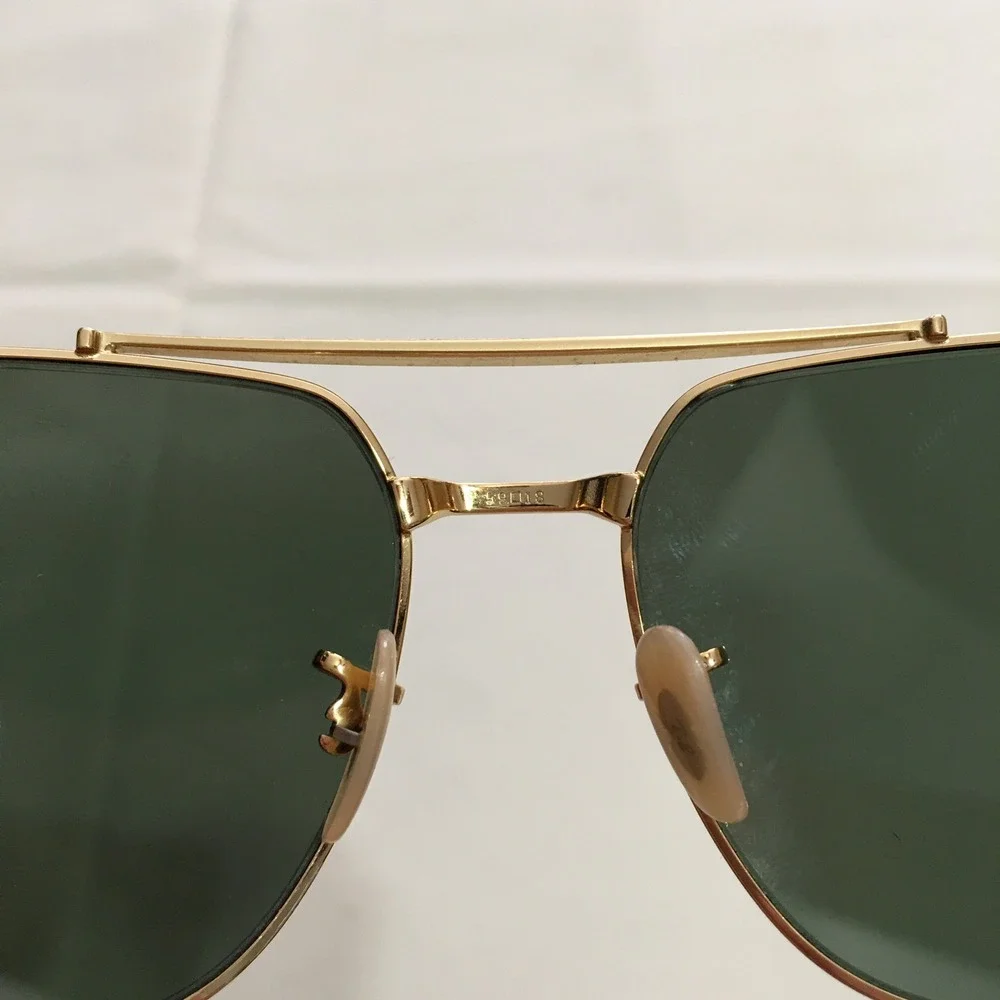 Ray-Ban Sunglasses Mens Large Black Gold Square Double Bridge Aviator